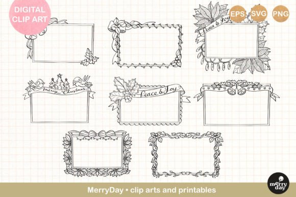 8 Decorative Frame Border Art: Graphics for Print Templates