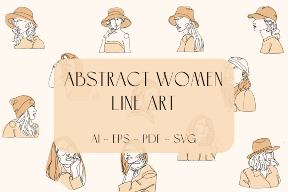 Abstract Portrait Woman Lineart: Graphics & Illustrations for Local Branding