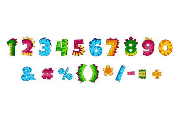 Cartoon Numbers in Dino Style: Graphics & Illustrations