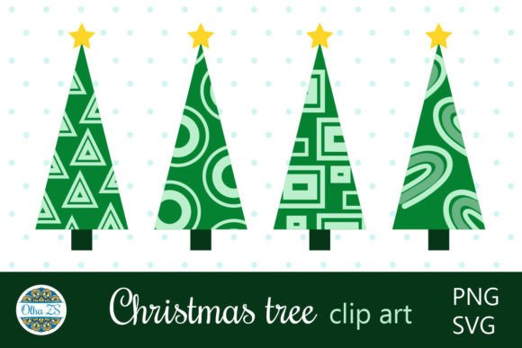 Christmas Tree SVG PNG Clip Art Set: Graphics & Illustrations
