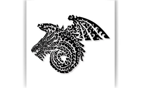 Decorative Dragon Tattoo Coloring Page: Graphics for Crafts Brands