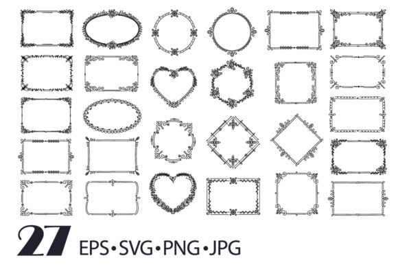 Decorative Elegant Floral Frames: Graphics for Crafts & Branding