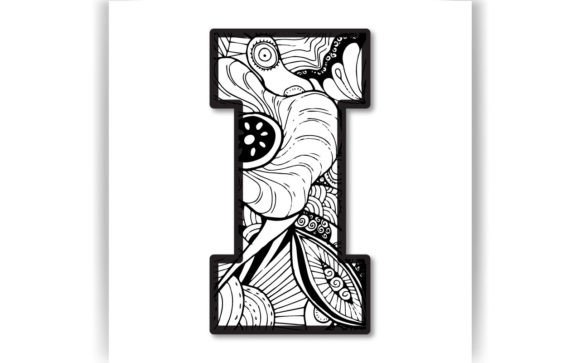 Decorative I Letter Coloring Page KID: Graphics for Crafts