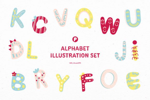 Fun Learning Alphabet Illustration Set: Graphics & Illustrations for Crafters