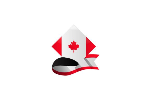 Geometric Flag Canada with Ribbon Decor: Graphics & Illustrations