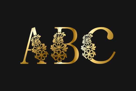 Gold Decorative A–Z Alphabets: Graphics for Crafts & Branding