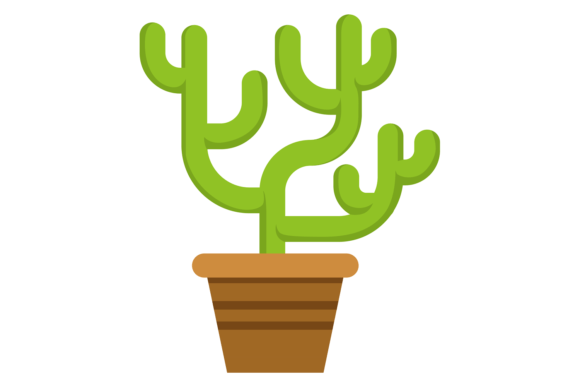 Green Cactus. Cartoon Houseplant Icon.