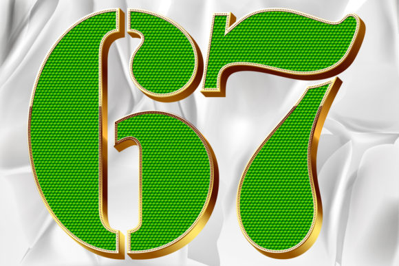 Green Numbers Golden Texture Design: Graphics & Illustrations