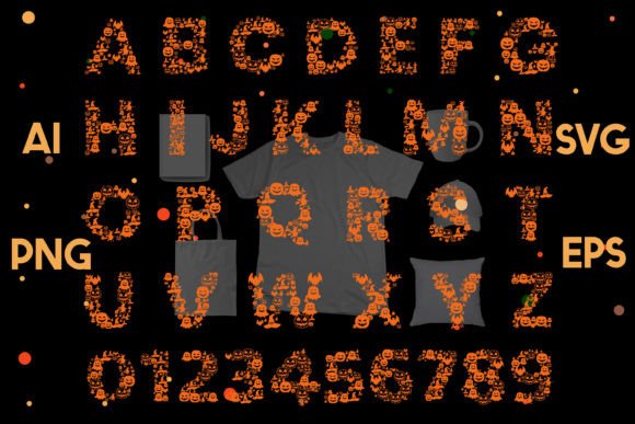 Halloween Vectors Alphabet and Numbers