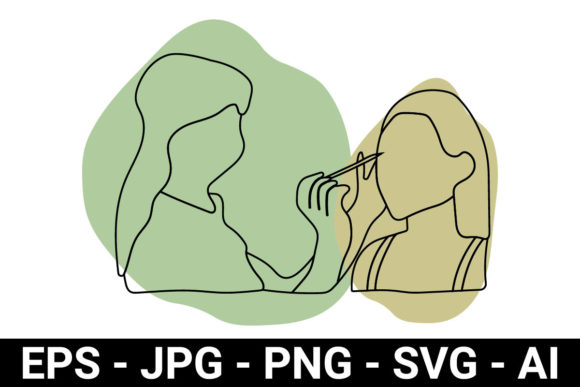 Makeup Artist Line Art Graphics & Illustrations