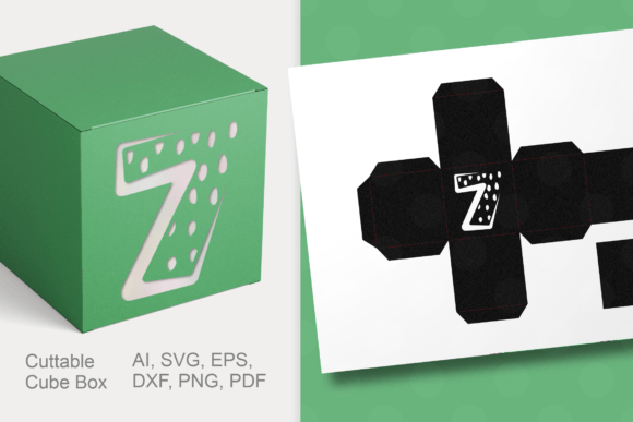 Number 7 Cube Gift Box Template SVG: Graphics & Illustrations