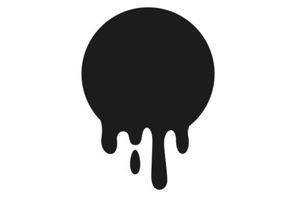 Round Label with Paint Dripping. Black D Graphics & Illustrations