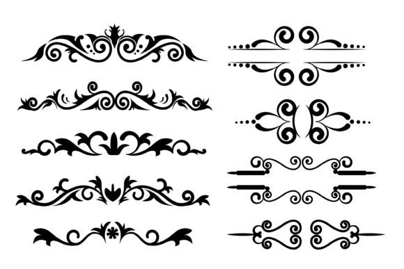 Vintage Swirl Ornament Line Flourish Set: Graphics & Illustrations
