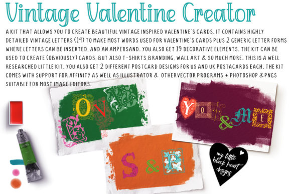 Vintage Valentine Kit: Vintage Graphics & Illustrations for Local Brands