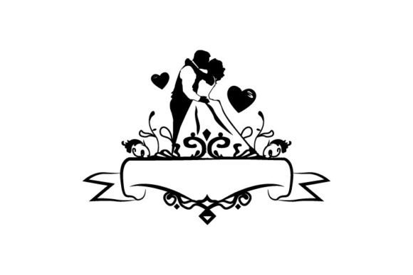 Wedding Silhouette Couple Banner Decor